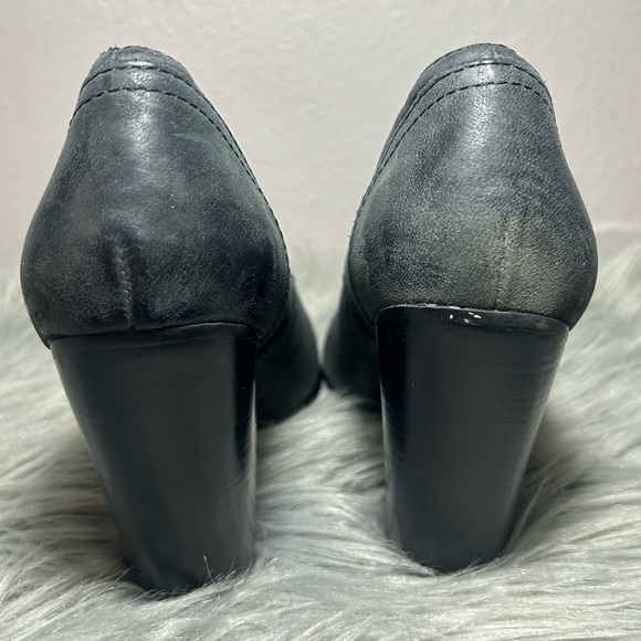 Anthropologie No. 704 B Dark Green Leather Block Heeled Pointed ToeHolt Booties - Picture 5 of 8